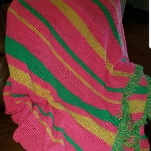 HUGE Handmade Afghan Blanket Throw Vibrant Pink